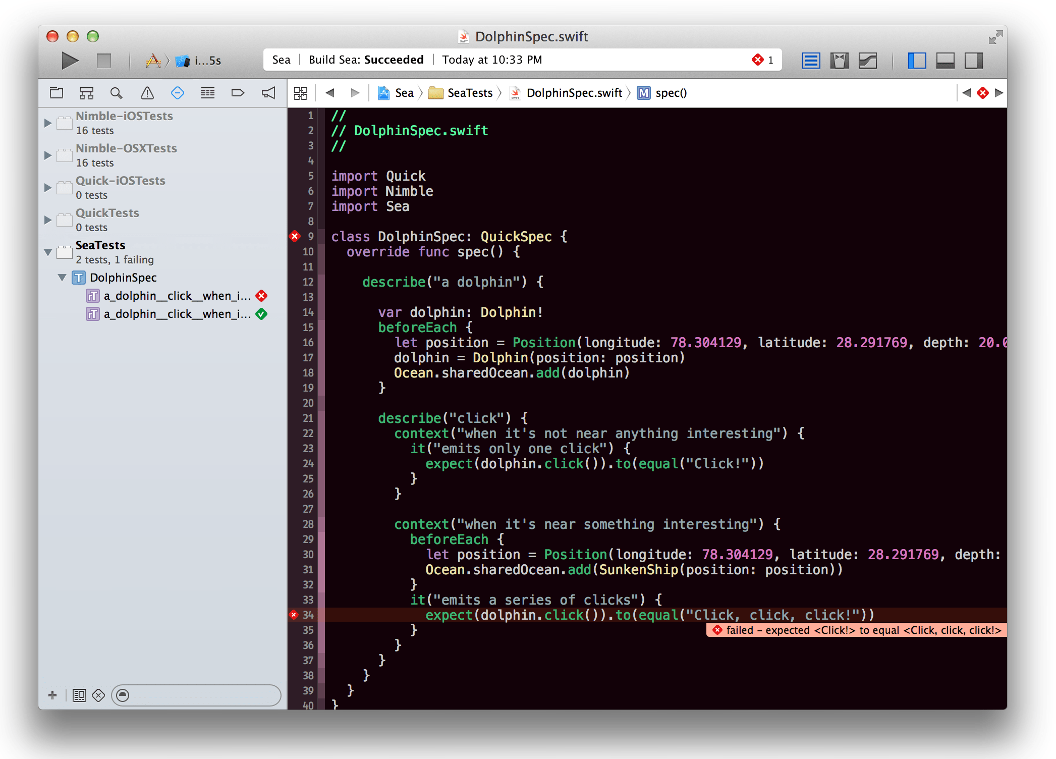 GitHub Quick/Quick The Swift (and ObjectiveC) testing framework.